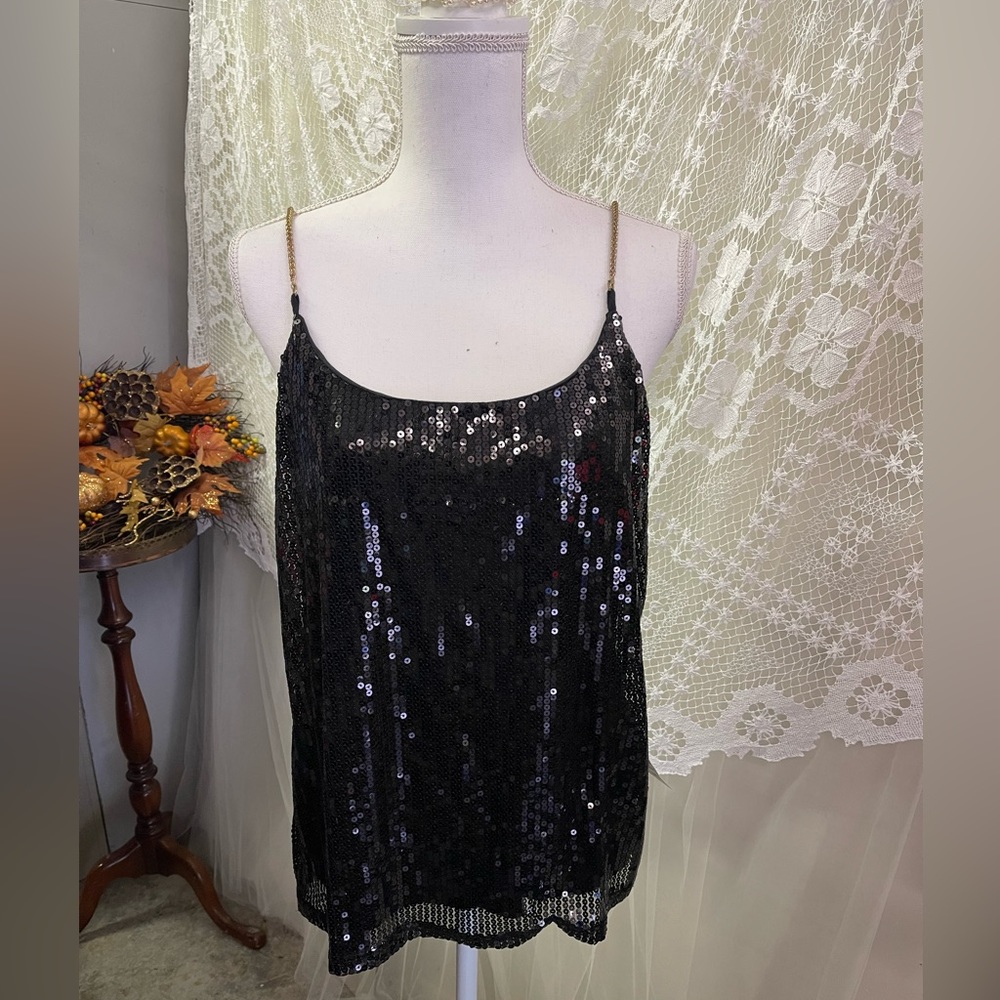 Toto Sequin Chain Strap Tank NWT